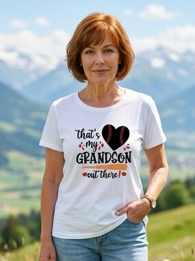 NWOT Plus Size White Short Sleeve Graphic Tee Shirt Grandson Baseball -22/3XL